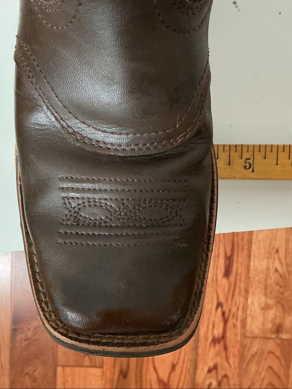 Ariat Brown Leather Western Boots with Turquoise Trim and Red Lining - Picture 12 of 12